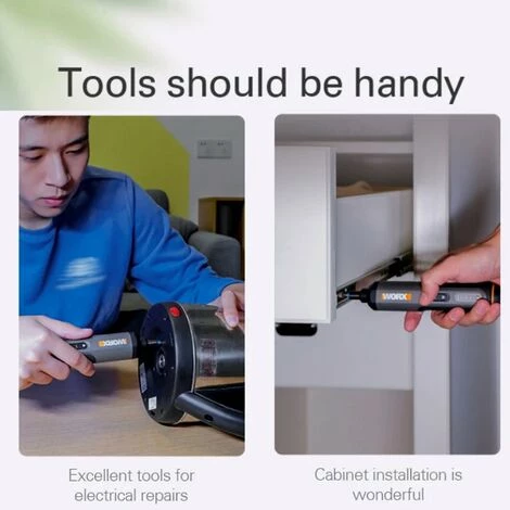 LIFCAUSAL Worx WX240 4 V USB Mini-Schraubendreher, Kabellos, Elektroschrauber, Schlauchhalter, DIY-Schraubendreher, Werkzeuggriff Mit 26-teiligem Bit, Manuelle Und Automatische Integration, 3-Gang-Drehmoment, Einhandbedienung, Lange Batterie – Bild 3