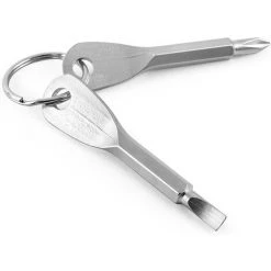 WERKZEUGE Set Aus 3 Tragbaren Edelstahl-Schraubendrehern (flach + Philips) Mit Schlüsselring (Silber)