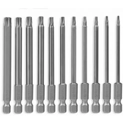 HEGUYEY 11 Stück Lange Torx-Schraubendreher-Bits, T6-T40 Magnetische Bits 100 Mm 1/4 Zoll Sechskantschaft Für Elektrische Schraubendreher Und Schraubendreher