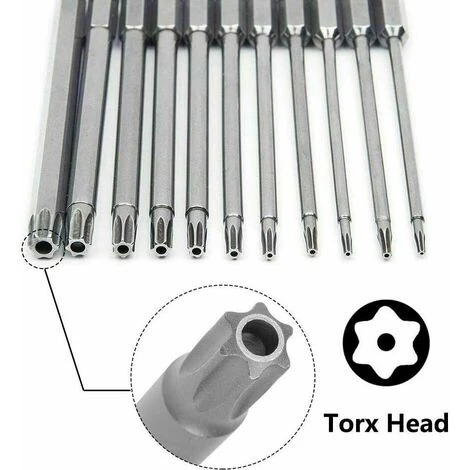 HEGUYEY 11 Stück Lange Torx-Schraubendreher-Bits, T6-T40 Magnetische Bits 100 Mm 1/4 Zoll Sechskantschaft Für Elektrische Schraubendreher Und Schraubendreher – Bild 3