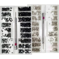 HEGUYEY Brillenschrauben 2 Boxen Brillenreparaturset Schrauben Micro Mini Schraubenset 18 Arten Von Kleinen Schwarzen Und Silbernen Schrauben Mit Schraubendreher Für Die Reparatur Von Brillen, Uhren Und Schmuck