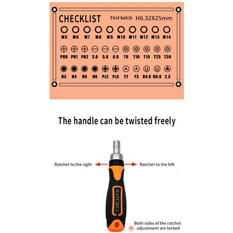 FUIENKO 38-In-1 Arbeit Sparende Ratsche Multi Werkzeuge Schraubendreher-set Haushalt Kombination Schraubendreher Toolbox Hardware Handwerkzeuge Sets,38 In 1 Tool Box – Bild 3