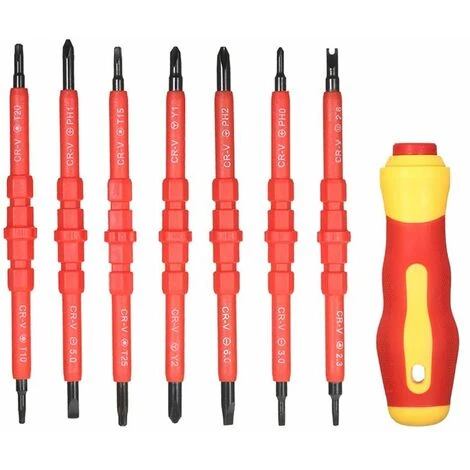QERSTA Magnetisches Schraubendreher-Set, Mehrfach Isoliertes Schraubendreher-Set Mit 14 Austauschbaren Positionen Für DIY-Reparaturen