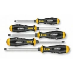 Felo Schraubendreher Satz, ERGONIC Schlagkappe Mit Sechskantklinge, 5-tlg SL, PH 1+2
