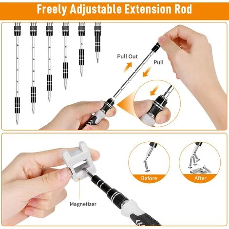 BEARSU 122 In 1 Mini-Präzisions-Schraubendreher-Set Kit Tool Small Box Schraubendreher Laptop-Demontage Für Reparatur, Brille, Heimwerker, Uhr, Smartphone – Bild 2