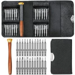 BEARSU Professioneller 25-in-1-Mini-Schraubendreher Mit Lederetui Für Brillen, Uhren, Tablets, Telefone, Kameras, Laptop-Reparatursets