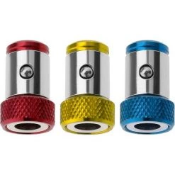 DONTODENT 3 X Abnehmbarer Magnetisierer-Schraubendreherring Aus Legierung, Magnetisierer-Ringhalter, Schraubendreher Für Doppelseitige Schraubendreher-Bits, 1/4 Zoll, 6,35 Mm, Gold/Blau/Rot