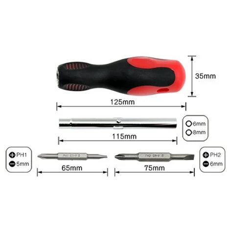 QERSTA 6 In 1 Schnellwechsel-Schraubendreher-Set 5 Mm 6 Mm 6 Mm 8 Mm PH1 PH2 Schlitz – Bild 2