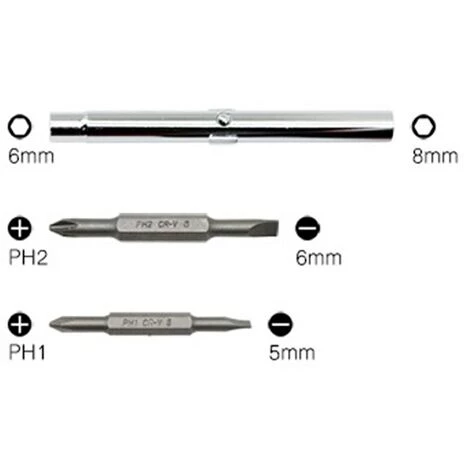 QERSTA 6 In 1 Schnellwechsel-Schraubendreher-Set 5 Mm 6 Mm 6 Mm 8 Mm PH1 PH2 Schlitz – Bild 3