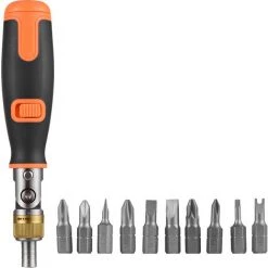 SUPERSELLER Multifunktions-Ratschenschraubendreher 6,23mm Schraubendreher Mit 10 Bits Reparatur-Kombiwerkzeug Schwarz + Orange