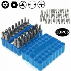 THSINDE 34 Magnetische Schraubendreher-Bits Mit Verlängerungs-Bit-Halter, Manipulationssicherer SAE-Metrik-Sechskant-Tri-Wing-Torq-Stern-Steckschlüssel – Blau
