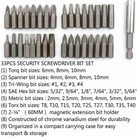 THSINDE 34 Magnetische Schraubendreher-Bits Mit Verlängerungs-Bit-Halter, Manipulationssicherer SAE-Metrik-Sechskant-Tri-Wing-Torq-Stern-Steckschlüssel – Blau – Bild 3