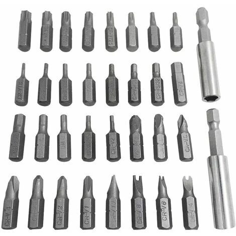 THSINDE 34 Magnetische Schraubendreher-Bits Mit Verlängerungs-Bit-Halter, Manipulationssicherer SAE-Metrik-Sechskant-Tri-Wing-Torq-Stern-Steckschlüssel – Blau – Bild 4