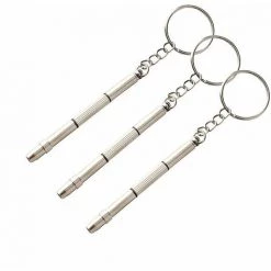 DONTODENT Mini-Präzisions-Optischer Schraubendreher Schlüsselanhänger 4 In 1 Edelstahl Mini-Brillen-Schraubendreher Für Schlüsselring Länge 6,9 Cm Silber 3 Stück