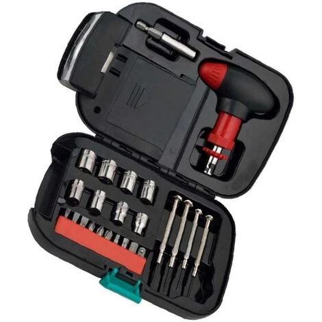 MONLY Schraubendreher-Sets Werkzeug-Taschenlampen-Box-Kit T-Bit-Ratschengriff-Hülsen-Taschenlampen-Hardware Tragbar 24 STÜCKE – Bild 5