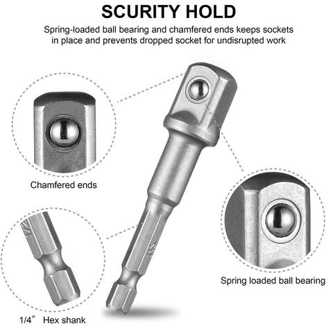 READCLY 8 Stück 1/4" 3/8" 1/2" Magnetischer Bithalter Schraubendreher-Verlängerungsadapter Sechskant-/Vierkant-Schraubendreher-Sortiment – Bild 4