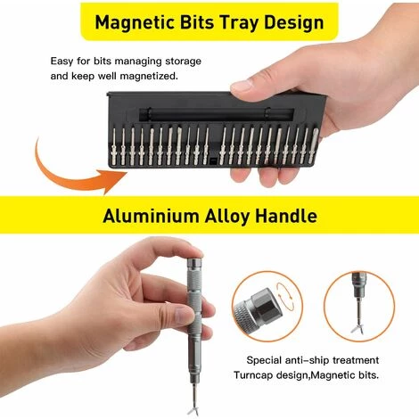 ECHOO 23-in-1-Präzisions-Schraubendreher-Reparaturset – Mini-Bohrer Für IPhone, Laptop, Smartphone, MacBook, Xbox, Brille, Aufbewahrungskoffer Mit Magnetverschluss – Bild 3