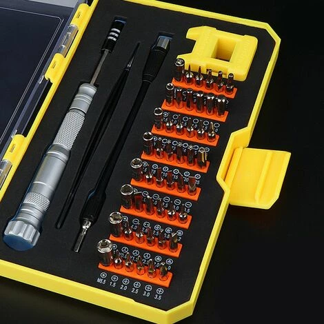 LIFCAUSAL 52-in-1-Präzises Schraubendreher-Set, Multifunktional, Tragbar, Manuelle Schraubendreher-Bits, Reparaturwerkzeug-Kit Für Elektronik/Smartphone/Notebook/Uhr, Gelb