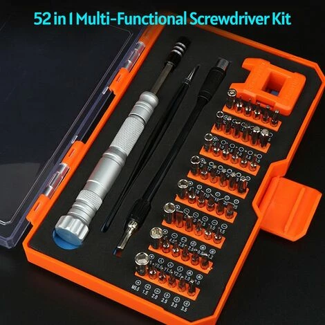 LIFCAUSAL 52-in-1-Präzises Schraubendreher-Set, Multifunktional, Tragbar, Manuelle Schraubendreher-Bits, Reparaturwerkzeug-Kit Für Elektronik/Smartphone/Notebook/Uhr, Gelb – Bild 3