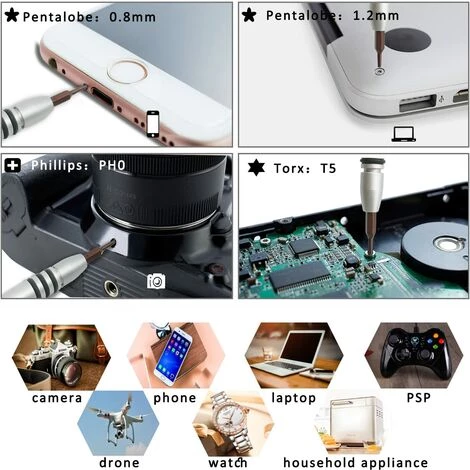 BENOBBY KIDS S2 Schraubendreher-Bit-Set Aus Legiertem Stahl, Für Laptop, Telefon, PC, IPhone, Samsung, Uhr, Brille, Computer, MacBook, MacBook Pro, IPad, Tablet Und Kamera – Bild 2