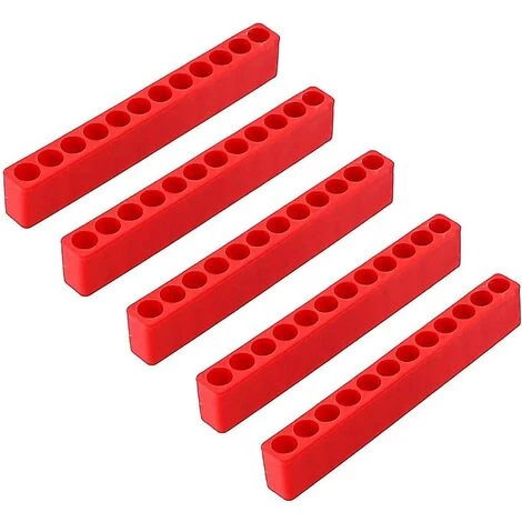 OUSUDELA 5 Stück Sechskant-Bit-Organizer Kunststoff 12-Loch-Schraubendreherband Für 6,5 Mm 12-Loch-Sechskantschaft-Bits Organizer Kunststoff-Schraubendreherkopf Bohrerbox Aufbewahrungsblock (rot)