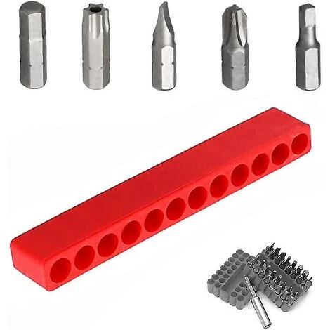 OUSUDELA 5 Stück Sechskant-Bit-Organizer Kunststoff 12-Loch-Schraubendreherband Für 6,5 Mm 12-Loch-Sechskantschaft-Bits Organizer Kunststoff-Schraubendreherkopf Bohrerbox Aufbewahrungsblock (rot) – Bild 5