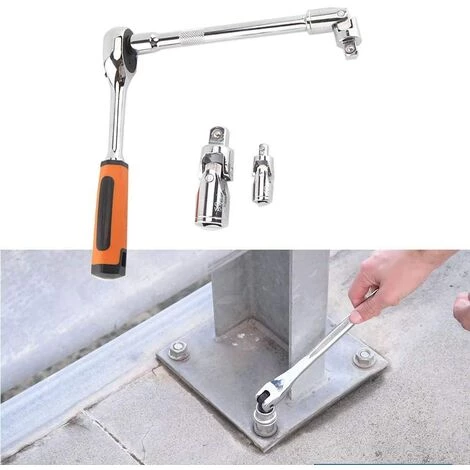 GDRHVFD 3-teiliges Universalgelenk 1/2" 1/4" 3/8" + 4 Reduzieradapter Für Ratschenschlüsseleinsätze 1/2" 3/8" 1/4" Werkzeugzubehör – Bild 2