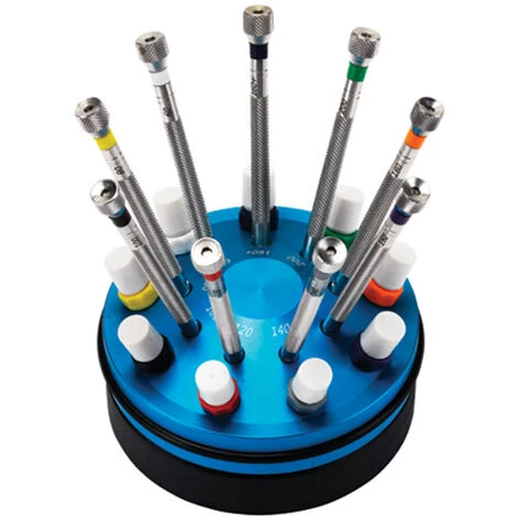 SELVA Schraubendreher-Satz, 9 Stück, Mehrfarbig, Auf Drehsockel, 0,60 - 2,00 Mm, 35 - 40 HRC