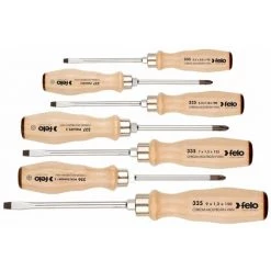 FELO Schraubendrehersatz Mit Holzgriff Unddurchgehender Klinge, 7-tlg.