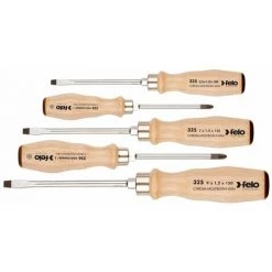 FELO Schraubendrehersatz Mit Holzgriff Unddurchgehender Klinge, 5-tlg.