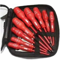 ECHOO Magnetisch Isolierter Kreuzschlitz-Hochspannungs-Schraubendreher-Satz, Elektriker-Handwerkzeuge, 9 Teile/Satz (rot)