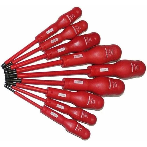 ECHOO Magnetisch Isolierter Kreuzschlitz-Hochspannungs-Schraubendreher-Satz, Elektriker-Handwerkzeuge, 9 Teile/Satz (rot) – Bild 2