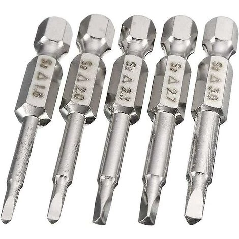 DONTODENT 5 Stücke Sechskantschaft Dreikantkopf Elektrische Schraubendreher Bits Set 50mm S2 Stahl Dreieck Spitze 6,35mm Sechskantschaft Magnetische Schraubendreher Bits 1,8/2,0/2,3/2,7/