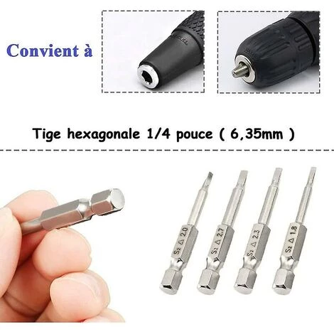 DONTODENT 5 Stücke Sechskantschaft Dreikantkopf Elektrische Schraubendreher Bits Set 50mm S2 Stahl Dreieck Spitze 6,35mm Sechskantschaft Magnetische Schraubendreher Bits 1,8/2,0/2,3/2,7/ – Bild 4