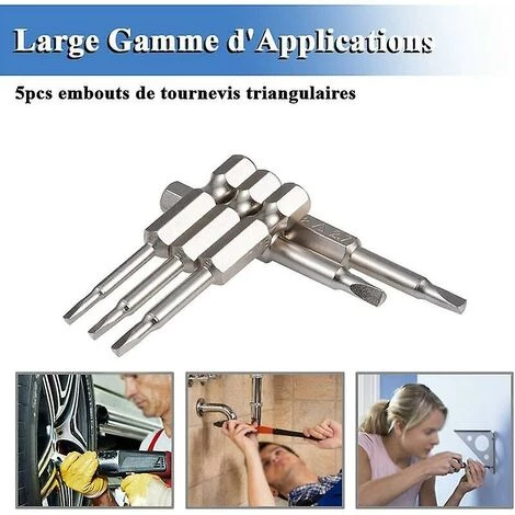DONTODENT 5 Stücke Sechskantschaft Dreikantkopf Elektrische Schraubendreher Bits Set 50mm S2 Stahl Dreieck Spitze 6,35mm Sechskantschaft Magnetische Schraubendreher Bits 1,8/2,0/2,3/2,7/ – Bild 5