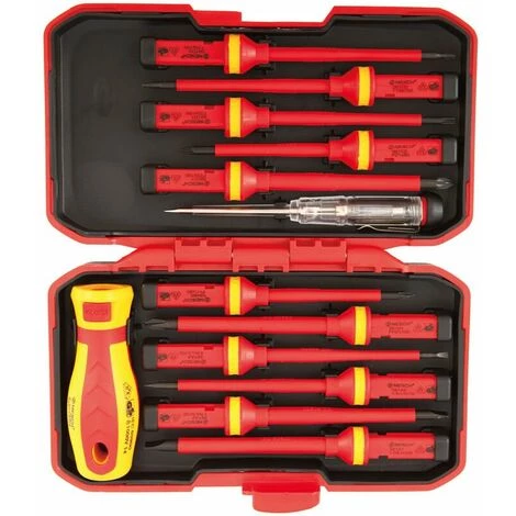 MONLY 1000 V Magnetischer Manueller Isolierter Schraubendreher-Satz, 13-teiliger Austauschbarer Isolierter Schraubendreher-Satz Mit Reparaturwerkzeugen, Elektriker-Reparaturwerkzeugen