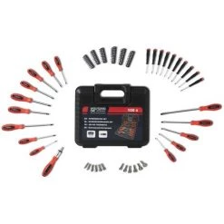 WOLFGANG 100 Teile Schraubendreher Set , Werkzeugkasten Bestückt , TORX, Slotted, Phillips, Quadrat, Präzision, Multibit Mit 63 Bits, SoftFinish , Schraubenzieher Set Mit Koffer - Schwarz / Rot